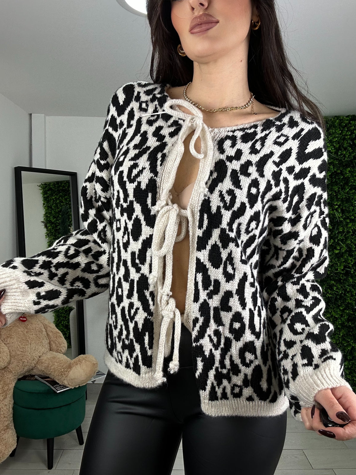 Cardigan leopardato