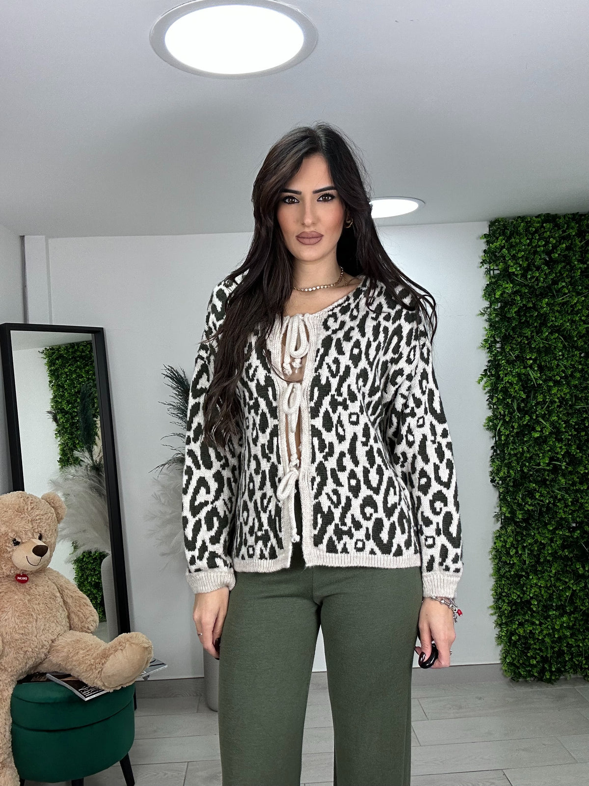 Cardigan leopardato